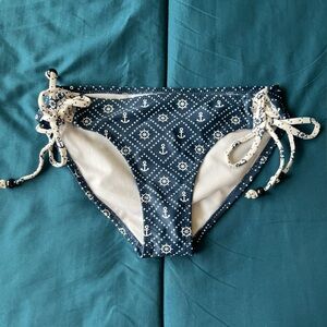 Navy Bikini Bottoms With White Sailor Pattern